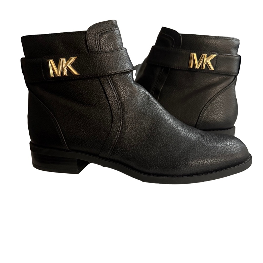 Michael Kors Black Ankle Boots with Gold Accents